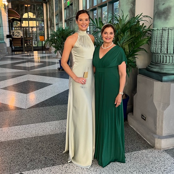 AW Bridal Sage Green Black Tie Dress - Picture 4 of 4